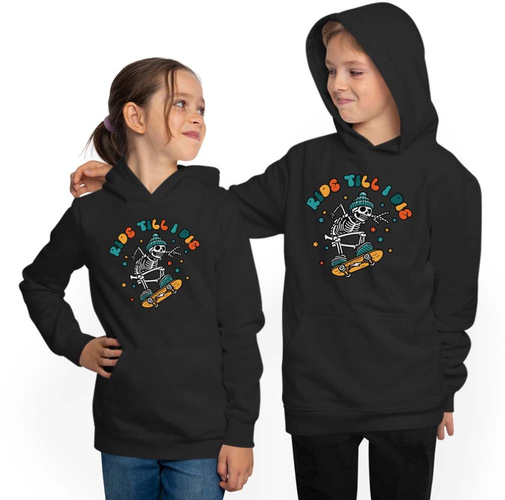 Hooded Sweater Hoodie Kids - Hoodie with Skating Skeleton i514